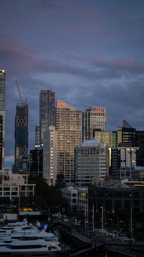 Sunset portrait of Auckland&#39;s Cityscape