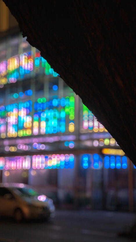 Building LEDs behind a tree trunk