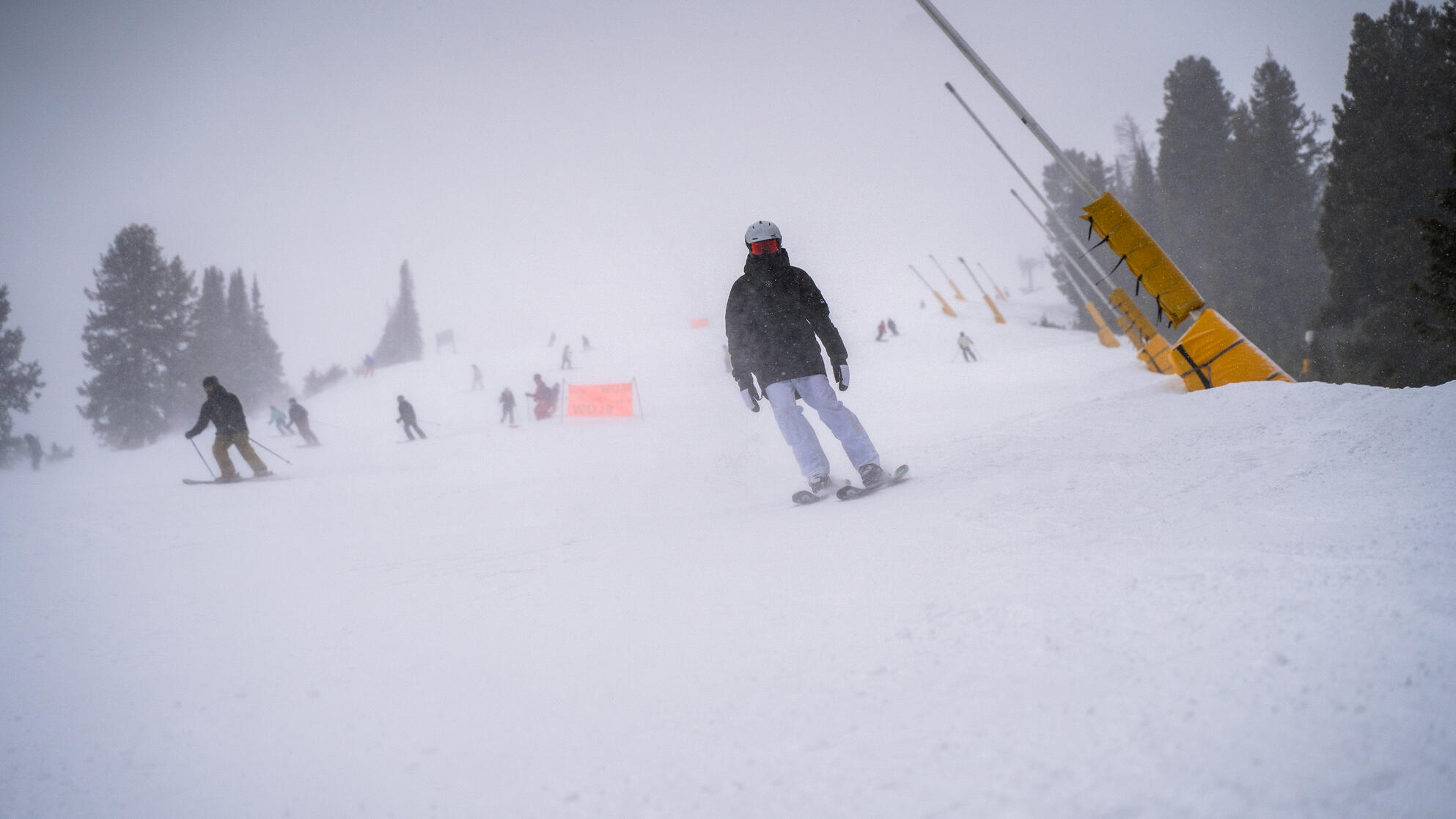 Palmer skiing down the hill